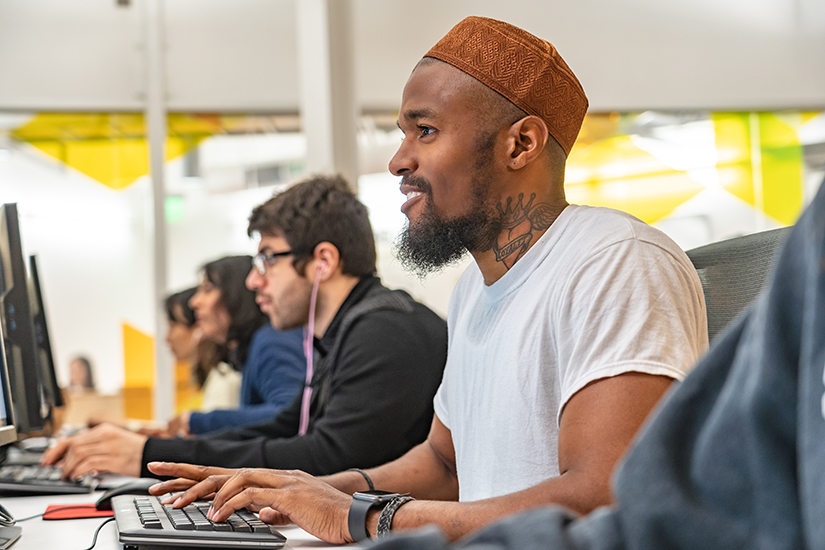 Student on a computer