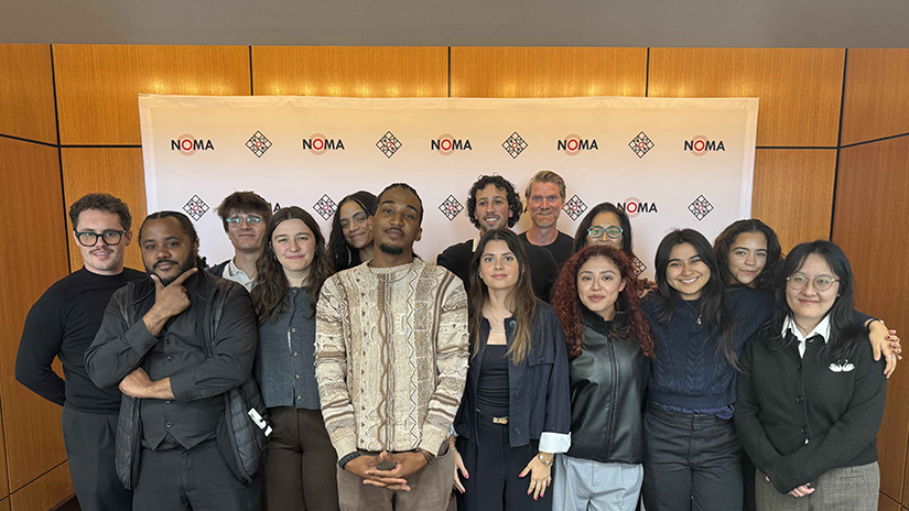 (Left to right): SMC Architecture and Interior Architectural Design students Beau Carter, Rico Santana, Jacob Presogna, Kaya Gips, Candice Sledd, River Jordan, Arya Rahmanian, Coco Martino, Prof. Michael Rocchio, Mia Carreto, Prof. Josephine Hao, Marilyn Palacios, Ornella Dubuche, Youxian Luo. The team’s design won third place at the annual Barbara G. Laurie (BGL) Student Design Competition hosted by National Organization of Minority Architects (NOMA). SMC remains the only community college ever to reach the finals of this prestigious national competition; this is the second consecutive year the college’s students advanced to the final round. The awards were announced during the NOMA conference held in Kansas City from Oct. 8-12, 2025.