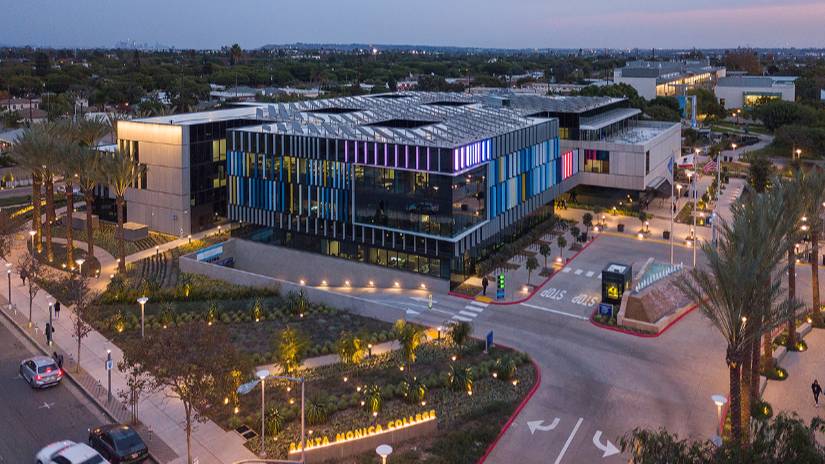 An aerial view of Santa Monica College’s Student Services Center