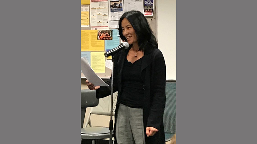 Dorothy providing a reading at Emeritus College.