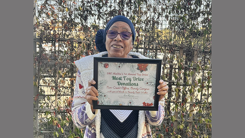 Beverly's award for most Toy Drive donations.