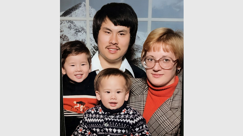 Matt with his parents and brother