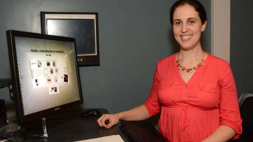 Media Studies instructor Julia Raz with new classroom technology