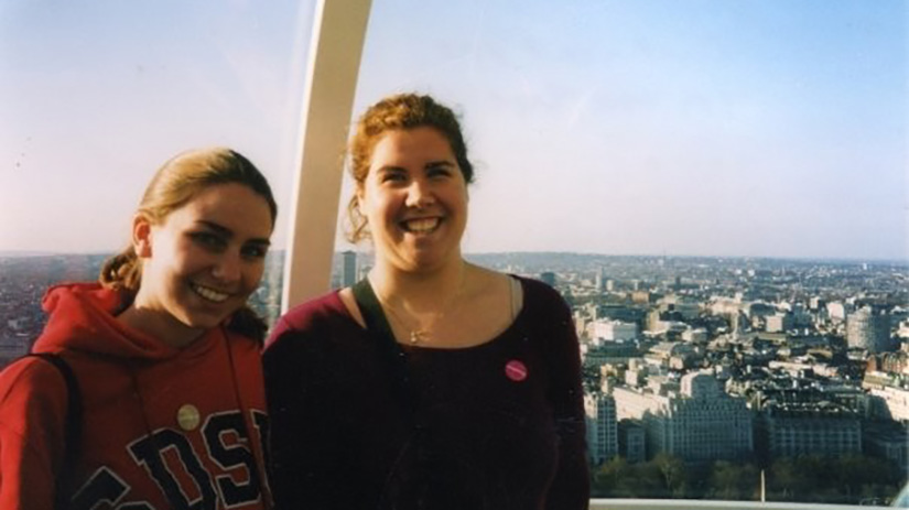 Erin and roommate Andrea Jarvis in London for SDSU study abroad program in 2003
