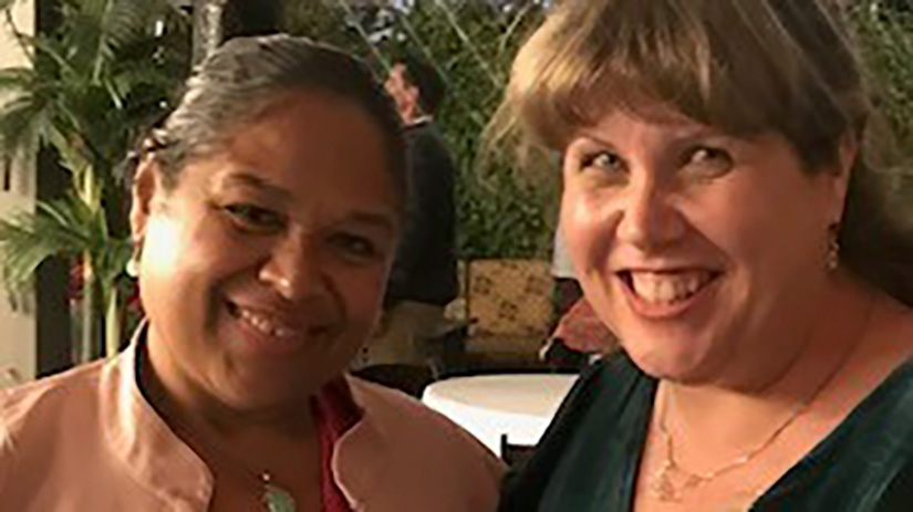 Colleague Jennifer Jones and Erin celebrating a friend's nuptials