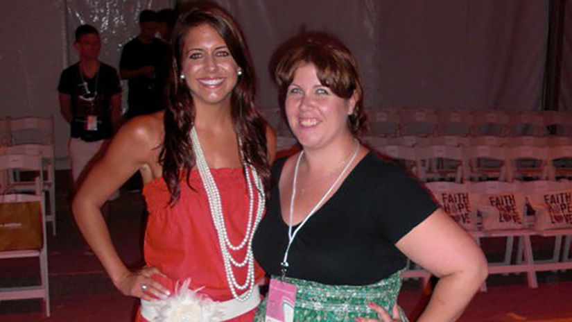 Show host Ashley Colburn and producer Erin O'Neill at Mercedes Benz Fashion Week Miami Swim