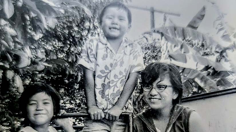 Terry (top) with his sisters