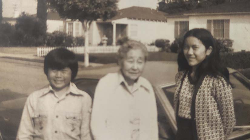 Young Terry with his grandmother and sister