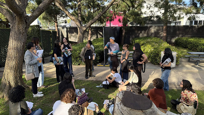 SMC student interns working at Frieze