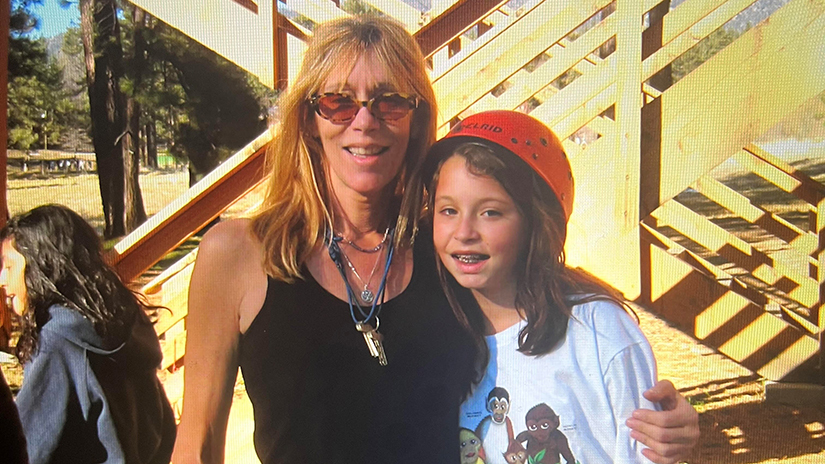 Madeline with her mom, a regular volunteer for elementary school activities
