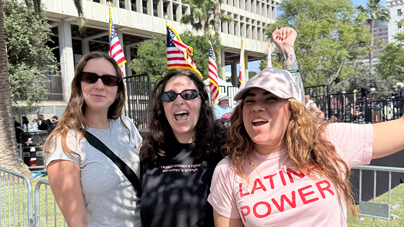 At an Anti-ICE protest in downtown LA