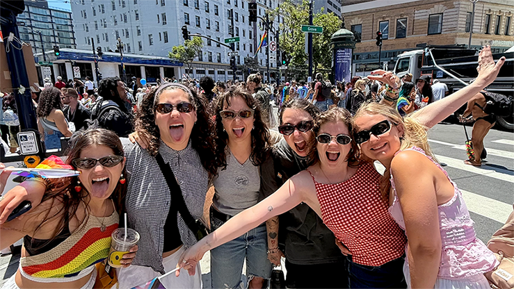 Madeline with friends at San Francisco's Pride Parade
