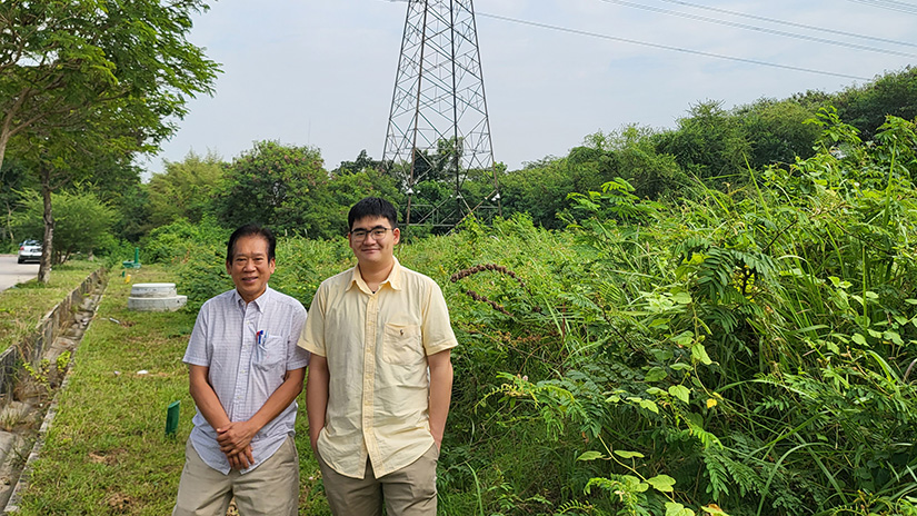 Bryan and his grandfather surveying a site that is now a factory
