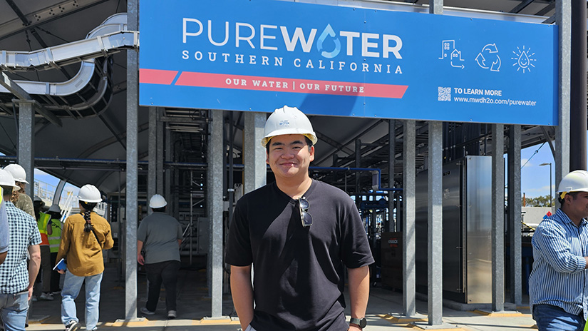 Bryan on a tour of a water recycling plant demonstration facility