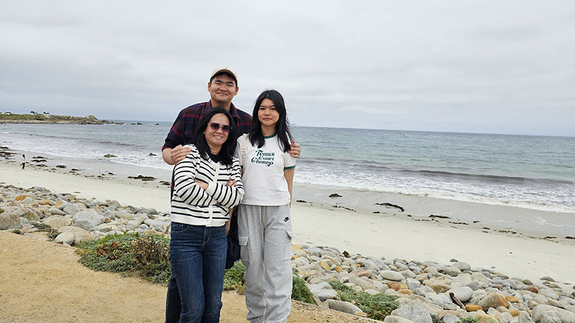 Bryan, his mom, and sister, at Pebble Beach