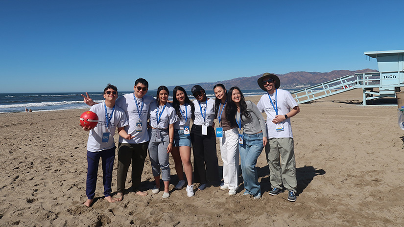 Bryan with fellow Peer Mentors from the International Education Center at Santa Monica Beach for "Beach Day"