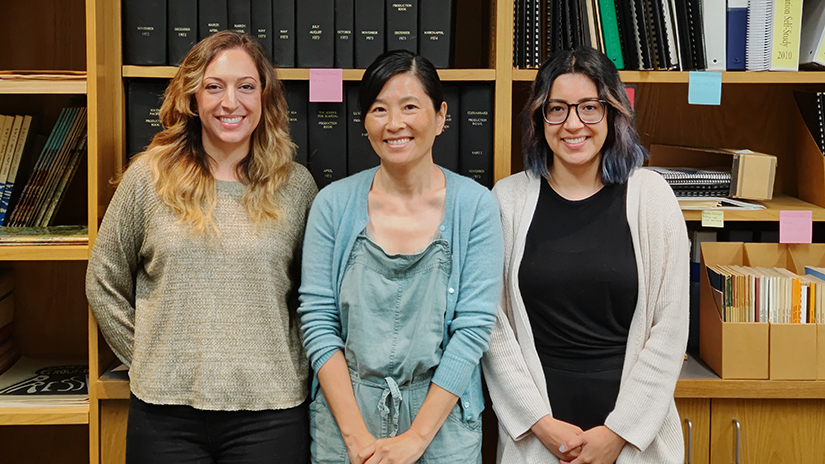 The first three interns who worked on the SMC archives