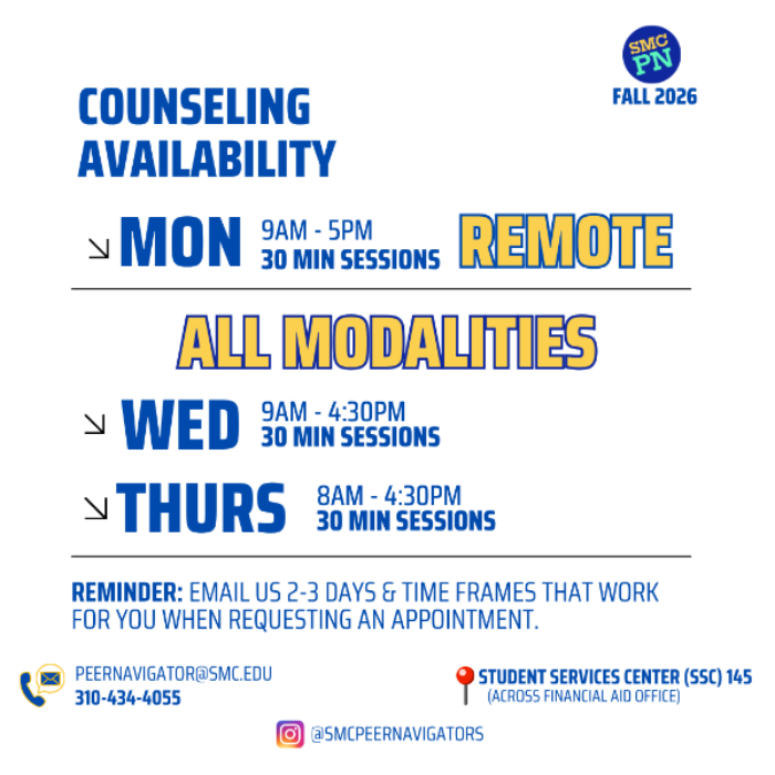 Fall Counseling Availability