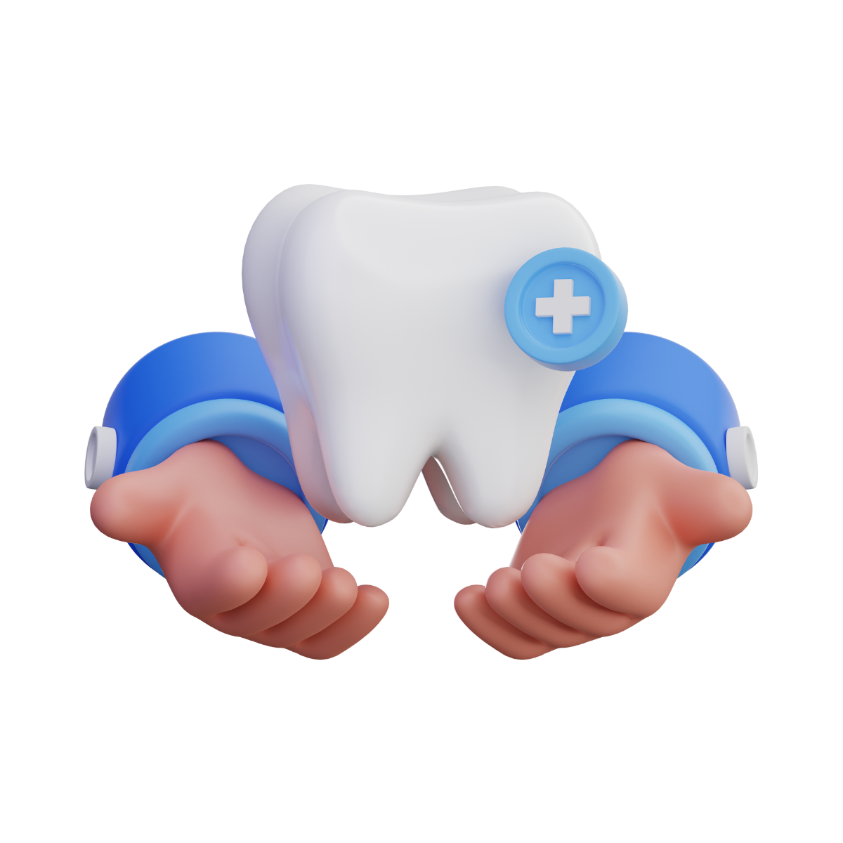 tooth with arms around it