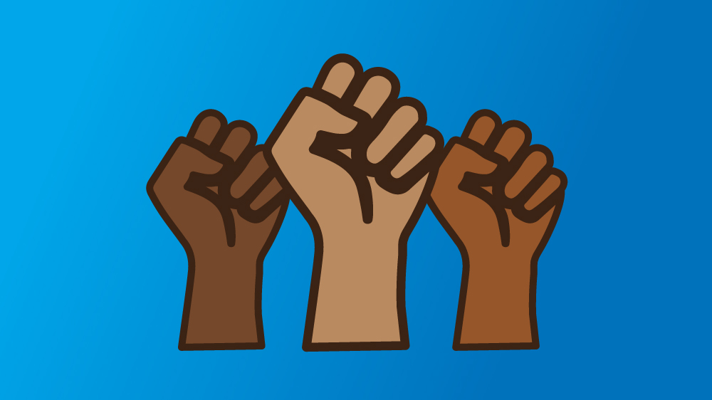 Three raised fists